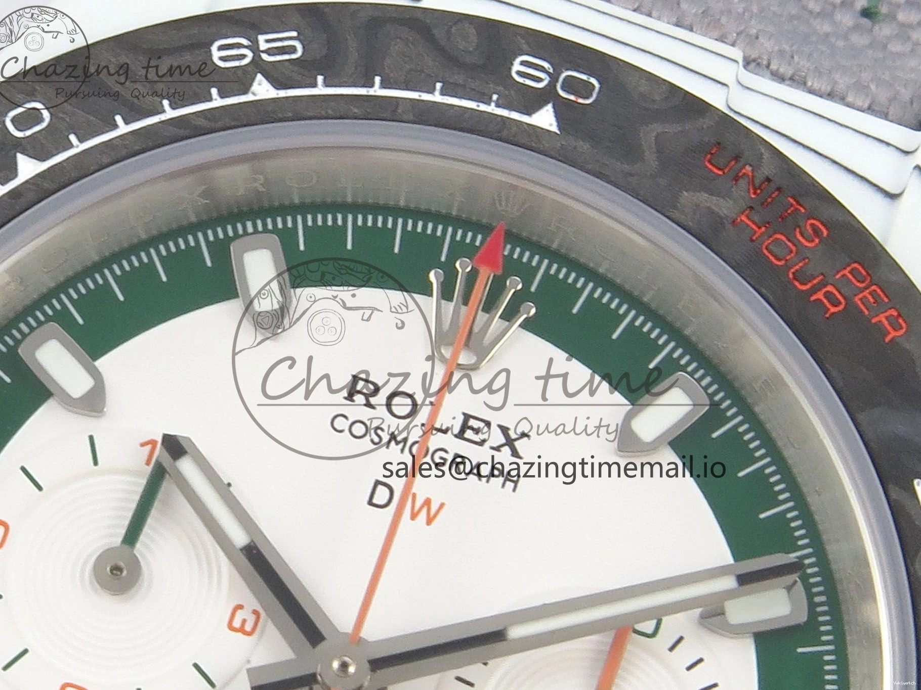 Grey Carbon Edition DIW on and White A7750 Nylon Case Daytona Strap Dial Bezel Green DIWF 0403